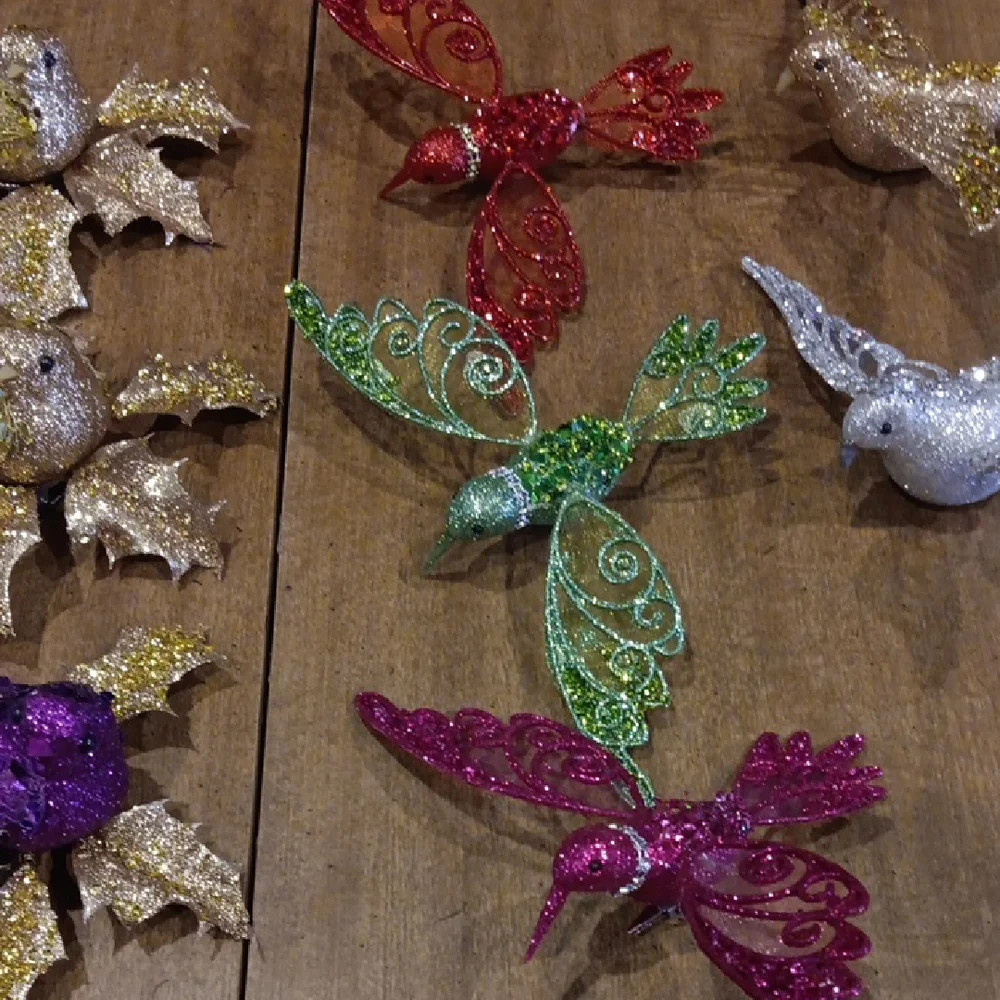 Source Unknown Glitter Bird Ornament Collection